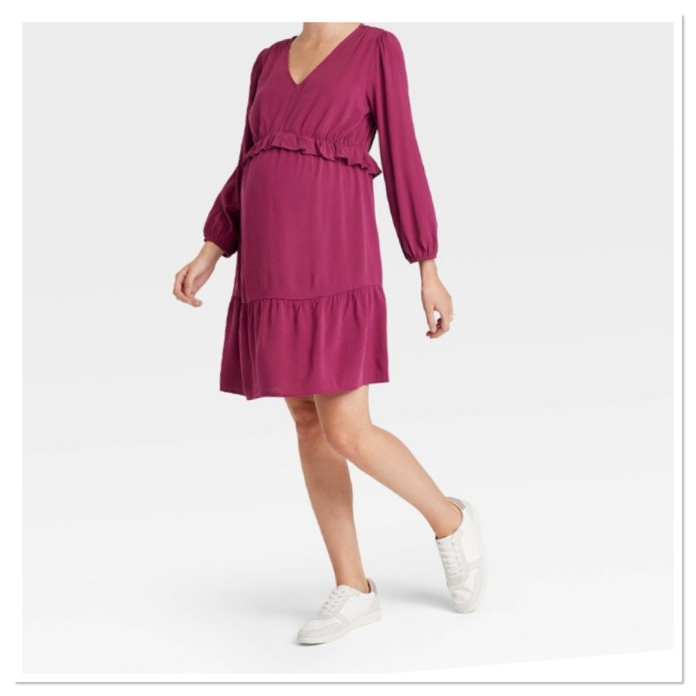 Women’s Long Sleeve Woven Maternity Dress Isabel by Ingrid & Isabel NWT